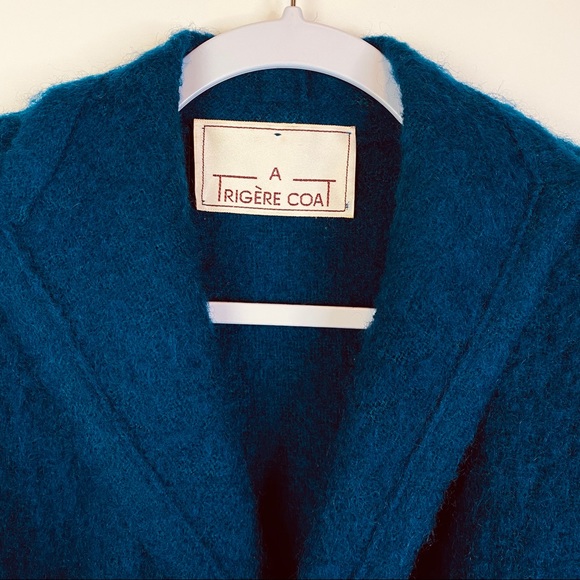 Vintage 80's Pauline Trigere Wool Mohair Coat Blue - Picture 4 of 16